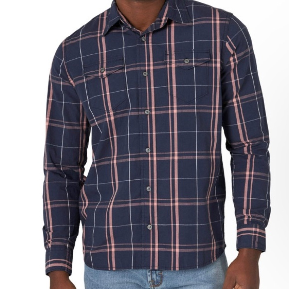 Wrangler Men's Long Sleeve Premium Slim Fit Stretch Plaid Shirt
